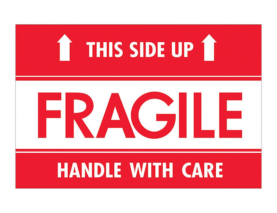 Shipping and Handling Labels Fragile Warning Stickers & Package