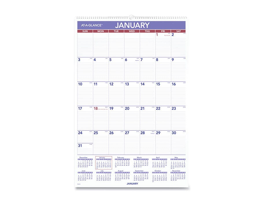 AT-A-GLANCE® Monthly Wall Calendar with Ruled Daily Blocks - Trinity 