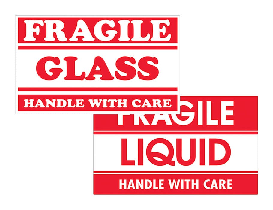 Handle With Care Glass Labels