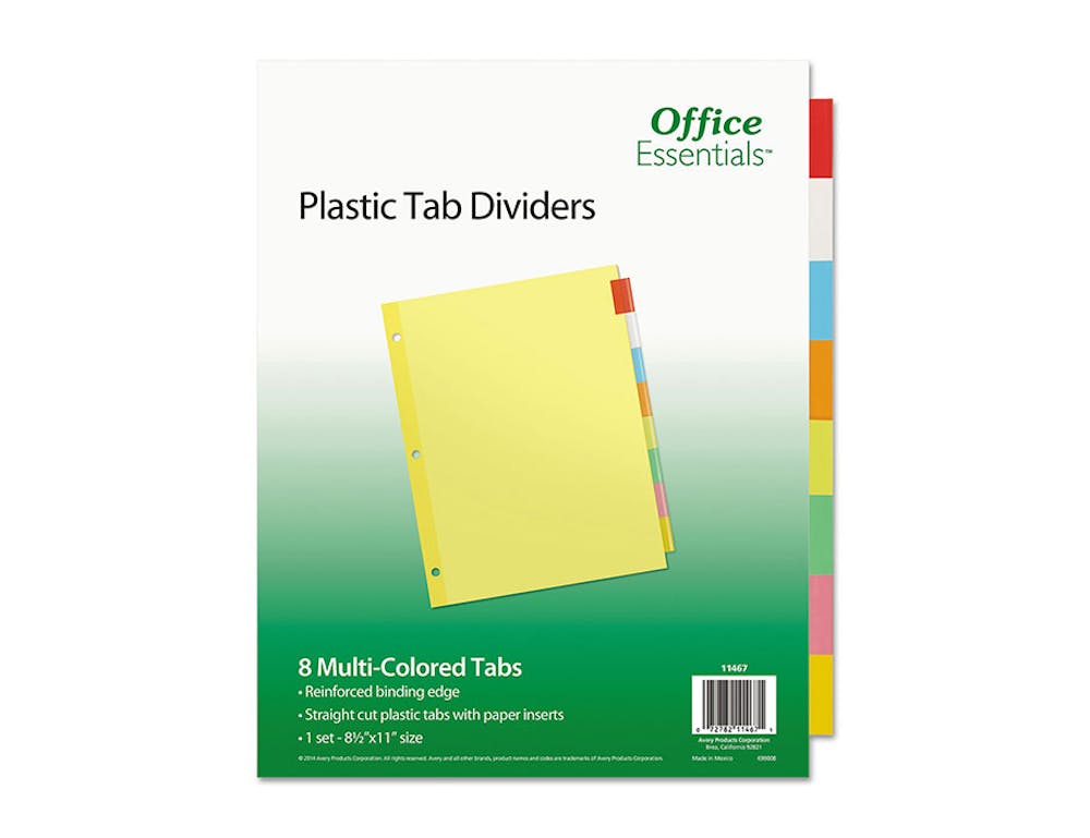 Office Essentials™ Plastic Insertable Dividers, Assorted Tabs