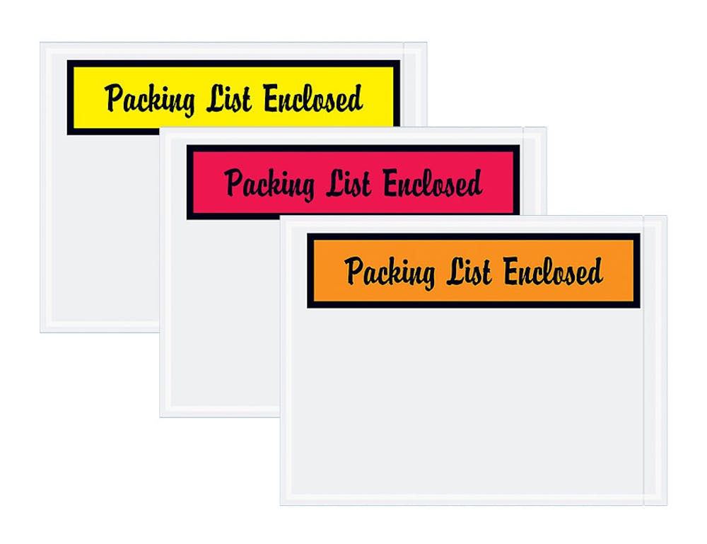 "Packing List Enclosed" Panel-Face Script Envelopes