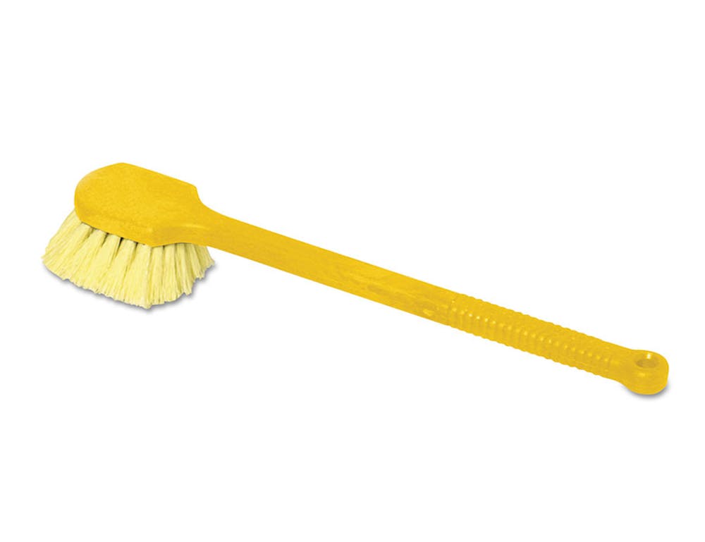 Rubbermaid® Commercial Long-Handle Scrub, Yellow Synthetic Bristles